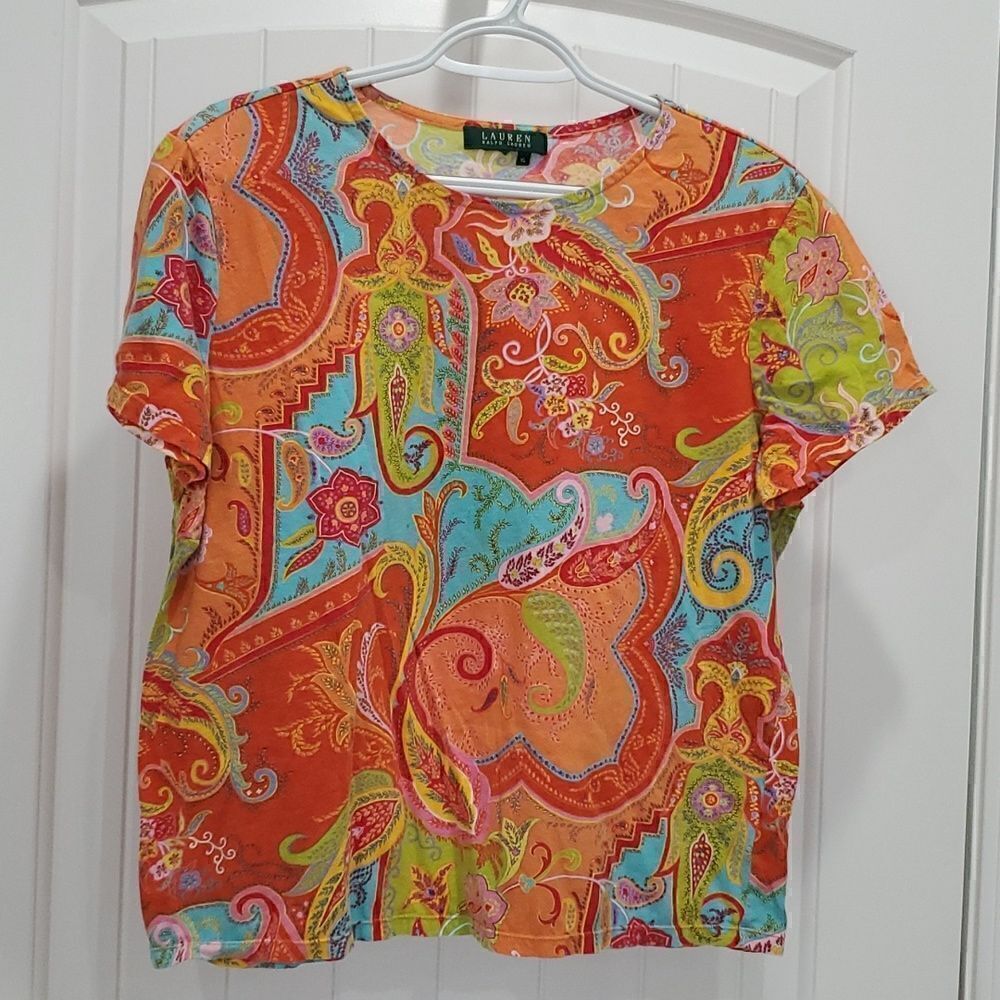 Ralph lauren Womans colorful crop top, Size XL